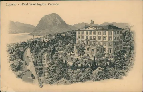 Ansichtskarte Lugano Hotel Washington Künstlerkarte 1912