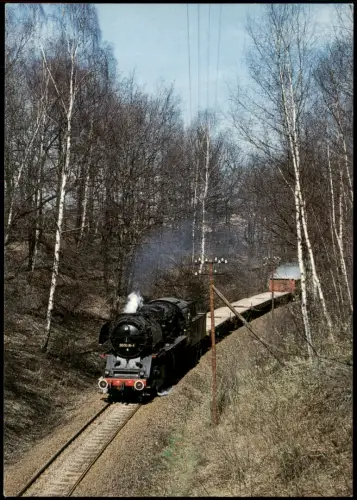 Güterzug-Dampflokomotive 50 3576 zwischen St. Egidien und Lichtenstein 1988