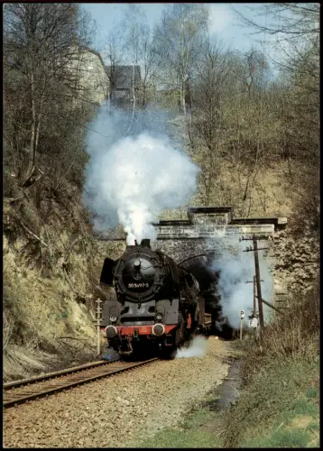 Rochsburg-Lunzenau Dampflokomotive 50 3697 am Rochsburger Tunnel 1982