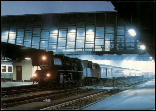 Chemnitz Güterzug-Dampflokomotive 50 3673-5 im Chemnitzer Hauptbahnhof 1986
