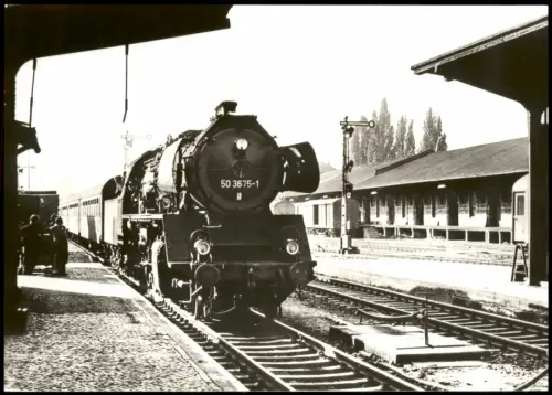 Aschersleben Dampflokomotive 50 3675-1 Einfahrt in Aschersleben (1976) 1983