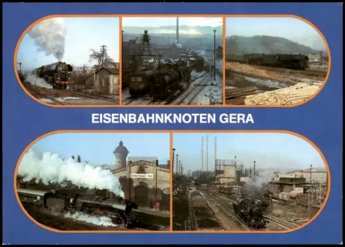 Ansichtskarte Gera Hauptbahnhof, Rangierbahnhof, Loks 1986
