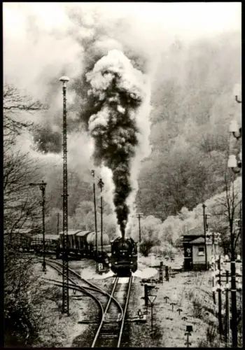 Elsterberg (Vogtland) Dampflokomotive BR 50 1304 Ausfahrt aus Elsterberg 1985