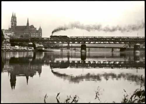 Meißen Dampflokomotive - Baureihe 58.30, Brücke, Albrechtsburg 1982