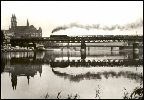 Meißen Dampflokomotive - Baureihe 58.30, Brücke, Albrechtsburg 1983