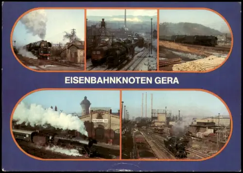 Ansichtskarte Gera Hauptbahnhof, Rangierbahnhof, Loks 1984