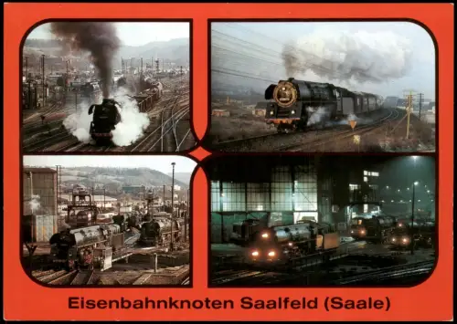 Saalfeld (Saale) Bahnhof, Ausfahrt eines Güterzuges 1995