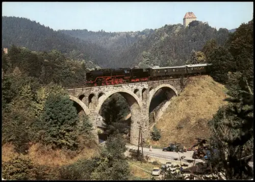 Ziegenrück/Saale Plothentalviadukt bei Ziegenrück mit Eisenbahn 1970