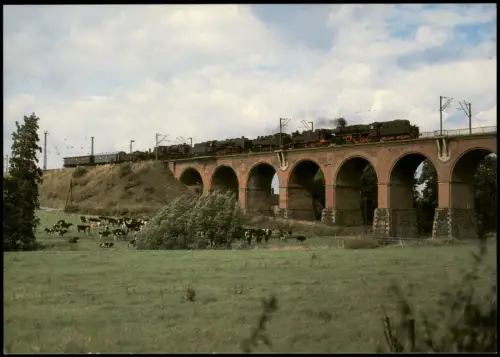 Steinpleis Kreis Werdau Lokzug auf der Römertalbrücke, Steinpleis 1991