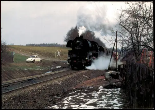 Lichtenstein Sachsen Rekodampflokomotive 58 3030 Nahgüterzug auf Bergfahrt 1979