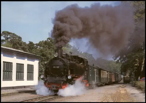 .Mecklenburg-Vorpommern Dampflok 99 782 bei der Abfahrt im Bahnhof Göhren 2002