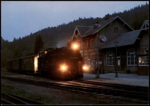 Ansichtskarte .Sachsen Modell der Dampflok 099 733-8 im Bahnhof 1996