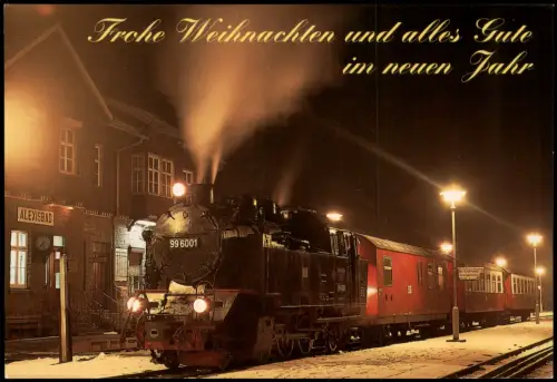 Alexisbad-Harzgerode Dampflok 99 6001 mit Weihnachts- und Neujahrsgrüßen 2000