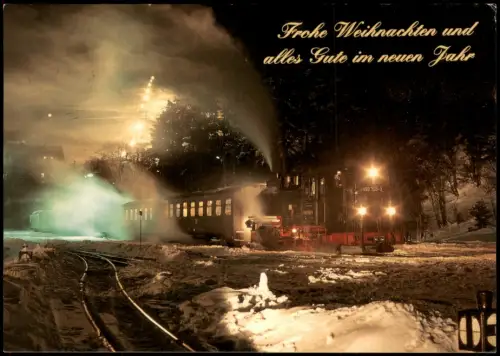 Ansichtskarte Oberwiesenthal Dampflok 099 740-3 (sächs. VII K) im Winter 1993