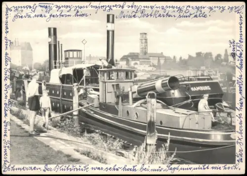 Ansichtskarte Berlin Künstlerkarte mit Dampfer Hamburg 1961
