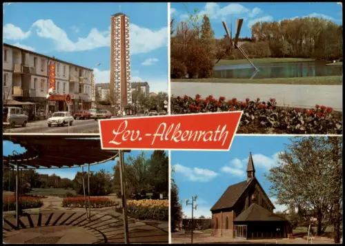 Ansichtskarte Alkenrath-Leverkusen Kirche Park Straße Mehrbild 1986