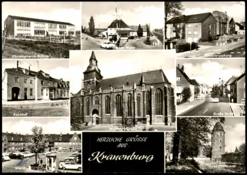 Ansichtskarte Kranenburg Mehrbild Schule Bahnhof Grenze Wyler uvm 1973