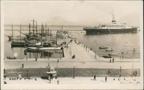 Patras Patra Πάτρα Hafen von Patras mit Segel- und Dampfschiffen 1915 Privatfoto