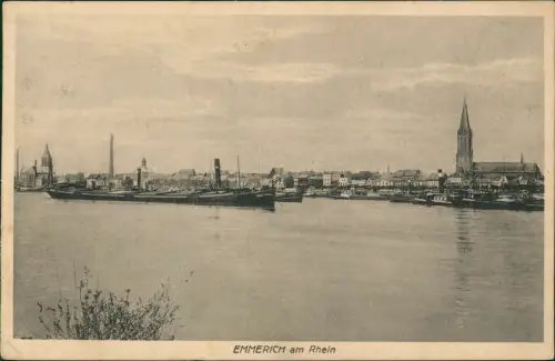 Ansichtskarte Emmerich (Rhein) Stadt und Schleppschicff 1926