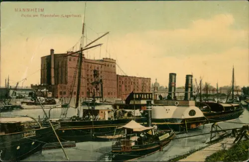 Ansichtskarte Mannheim Partie am Rheinhafen (Lagerhaus) 1905