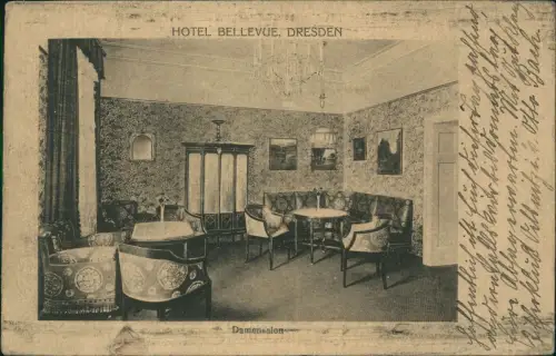 Ansichtskarte Innere Vorstadt-Dresden Hotel Bellevue - Damensalon 1922