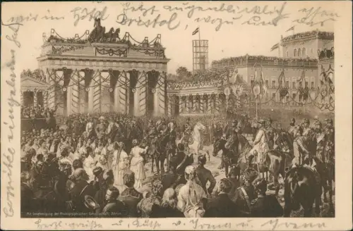 Ansichtskarte Mitte-Berlin Brandenburger Tor Einzug der Truppen 1911
