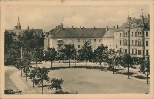 Ansichtskarte Freiberg (Sachsen) Wernerplatz, linke Seite. 1951
