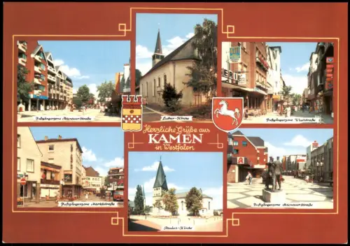Ansichtskarte Kamen (Westfalen) Fußgängerzone Kirche 1986