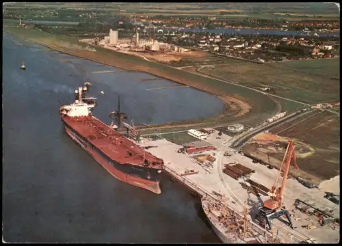 Brunsbüttel Brunsbüttelkoog Luftbild Elbehafen mit Supertanker 1979