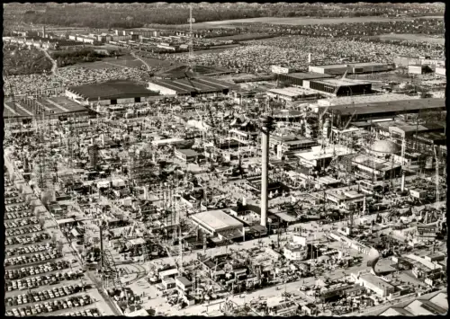 Ansichtskarte Hannover Messegelände - Hermes Turm Luftbild 1956