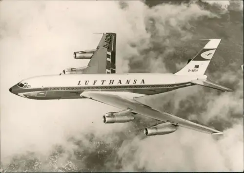 Ansichtskarte  Lufthansa Flugzeug D-ABOH Boeing JET 720B 1961