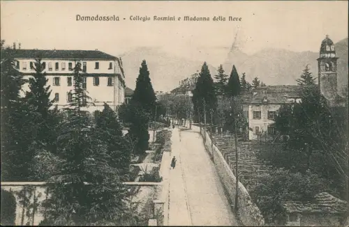 Cartolina Domodossola Collegio Rosmini und Madonna della Neve 1910