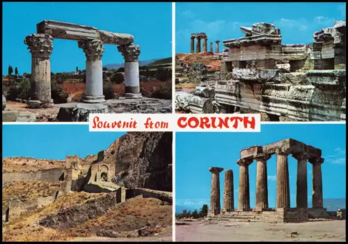 Postcard Korinth 4 Bild Ausgrabungsstätten ΚΟΡΙΝΘΟΣ CORINTH 1995