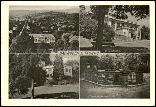 Ansichtskarte Bad Soden am Taunus 4 Bild Inhalatorium Stadt 1954