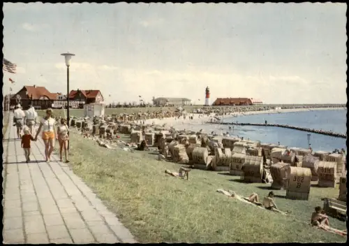 Ansichtskarte Büsum Strandpartie Strandhalle Leuchtturm 1960