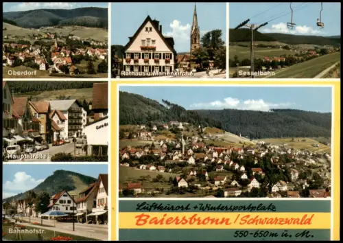 Ansichtskarte Baiersbronn MB Sesselbahn Straßen Totale 1981