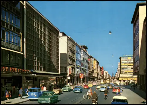 Ansichtskarte Karlsruhe Kaiserstraße blauer VW Bulli Pritschenwagen 1978