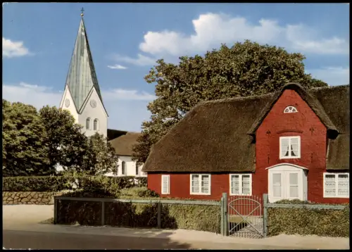 Ansichtskarte Föhr-Amrum St. Clemenskirche auf Amrum mit Friesenhaus 1978