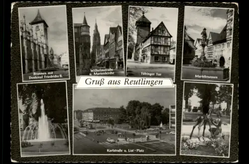 Ansichtskarte Reutlingen Karlstraße Brunnen Markt uvm Mehrbild 1969