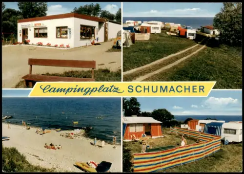 Ansichtskarte Waabs Campingplatz Schumacher (Mehrbildkarte, Camping) 1980