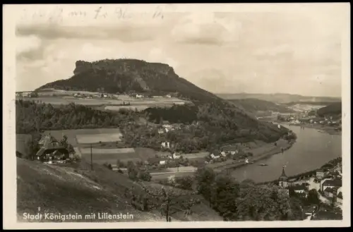 Königstein (Sächsische Schweiz) Umland-Ansicht Stadt   mit Lilienstein 1931