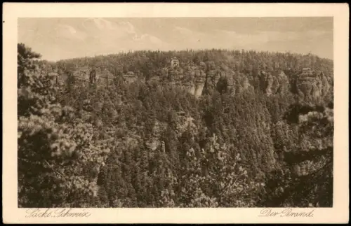 Ansichtskarte .Sachsen Sächsische Schweiz Partie Felsen "Der Brand" 1928