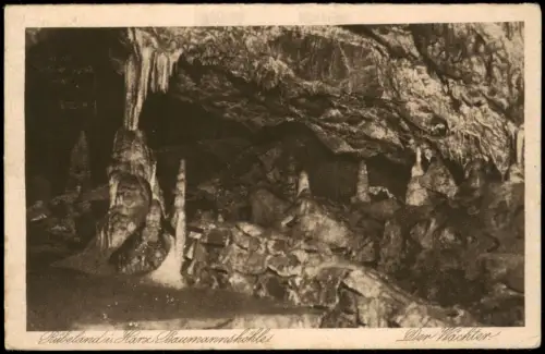 Ansichtskarte Rübeland Baumannshöhle Tropfsteinhöhe "Der Wächter" 1931