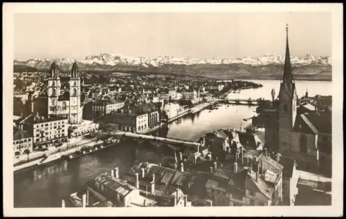 Zürich Blick g. Grossmünster u. die Alpen (Offiz. AK "Die Naturfreunde") 1928