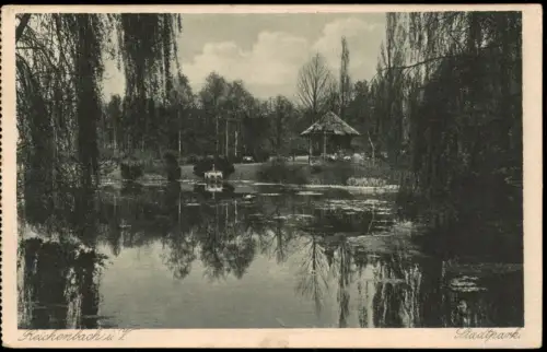 Ansichtskarte Reichenbach (Vogtland) Partie am Weiher im Stadtpark 1921