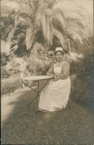 Cartolina San Remo Sanremo Frau auf Stuhl Villa Quisana 1908