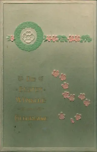 Ansichtskarte  Geburtstag Birthday Ornament Kleeblätter 1906 Prägekarte