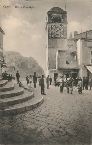 Cartolina Capri Piazza Municipio 1913