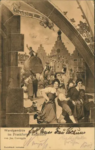 Ansichtskarte Frankfurt am Main Wandgemälde Ratskeller 1914