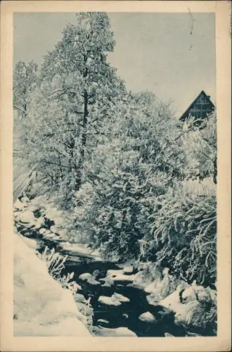 Ansichtskarte .Sachsen Winter im Erzgebirge Stimmungsbild 1928